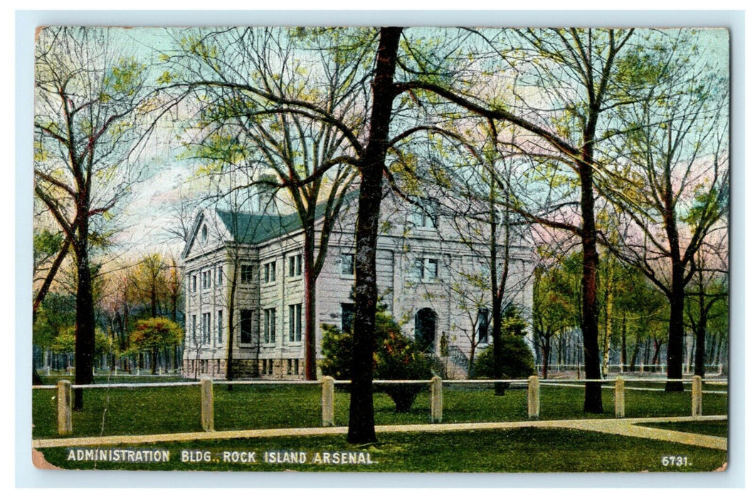 1913 Administration Building Rock Island Arsenal Chicago Illinois IL Postcard