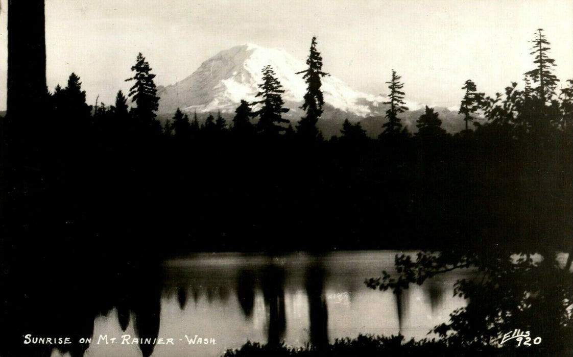 c1950's Sunrise Mt. Rainier Washington WA RPPC Photo Postcard