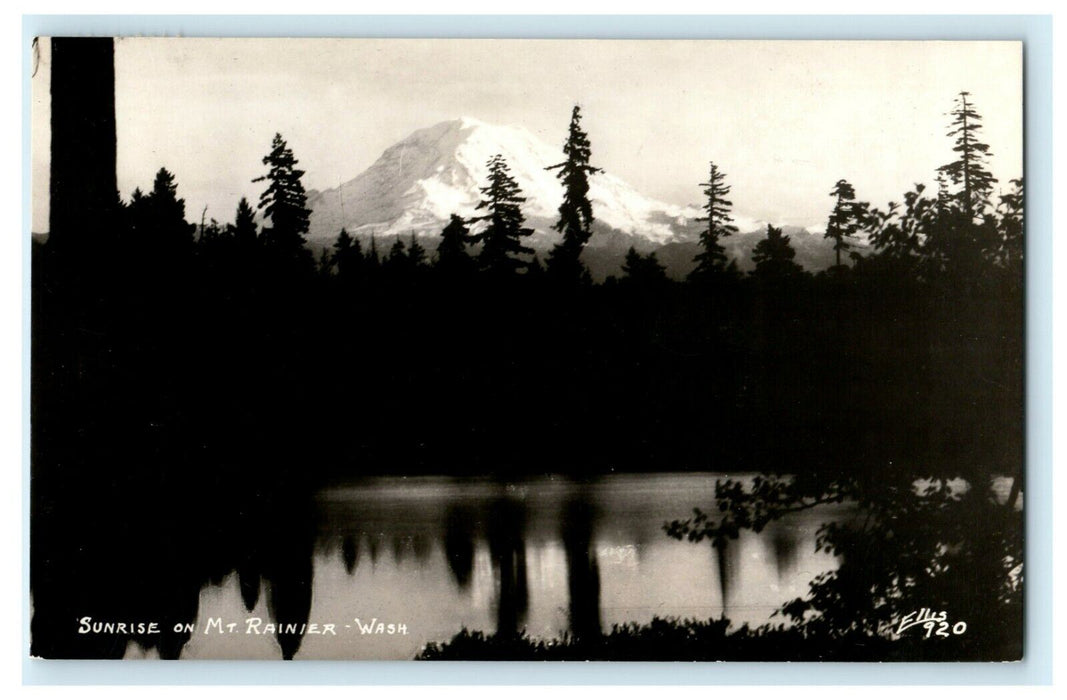 c1950's Sunrise Mt. Rainier Washington WA RPPC Photo Postcard