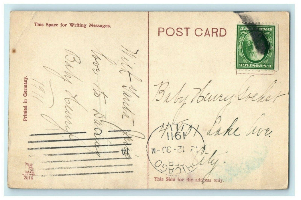 1911 HTL Hold to Light Valentine Cupid Chariot Posted Look Thru Antique Postcard