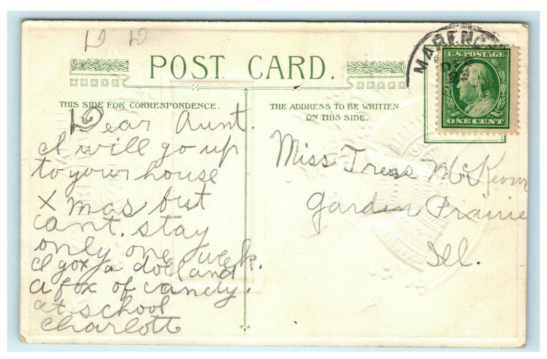 1911 John Winsch Bells Cottage Christmas Antique Postcard