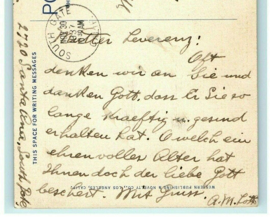 1937 Hungarian US Battleships Anchor Long Beach California CA Postcard