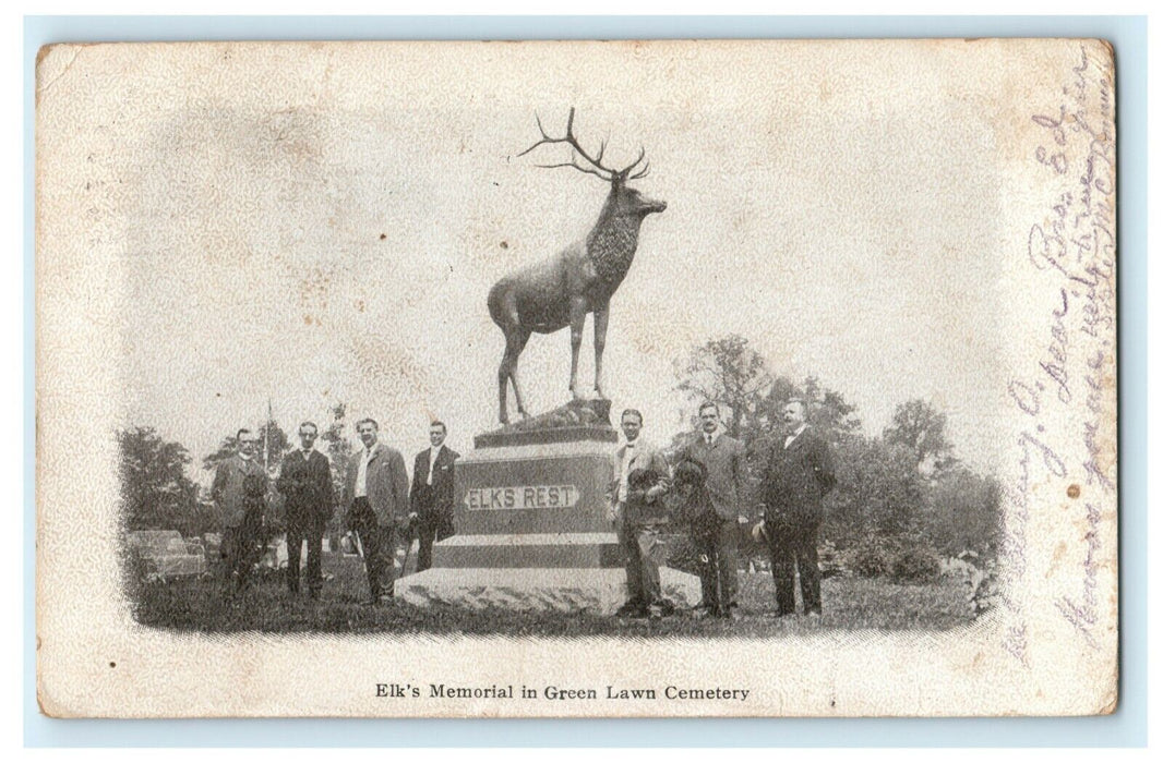 1907 Elk's Memorial Green Lawn Cemetery Columbus Dispatch Ohio OH Postcard