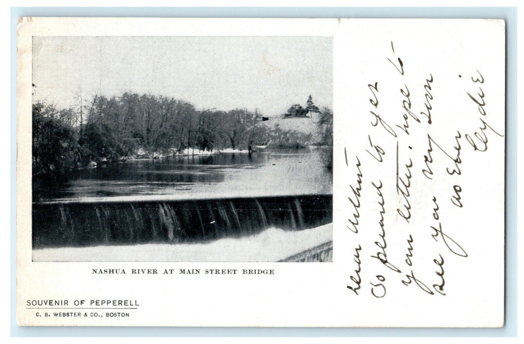 1905 Nashua River at Main St. Bridge Ayer Massachusetts MA Antique Postcard