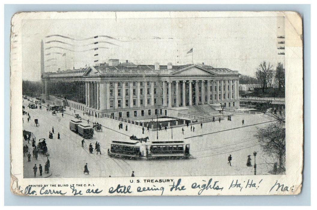 1907 US Treasury Washington DC, Southbridge MA, Riverside RI Postcard