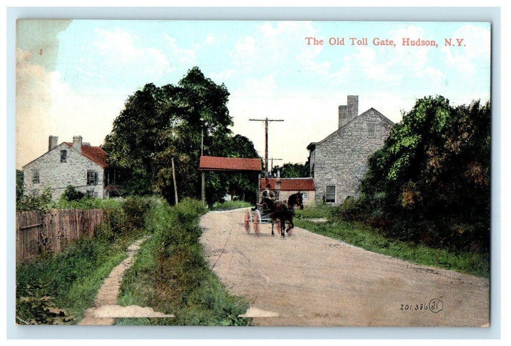 c1910's The Old Gate Horse Carriage Hudson New York NY Antique Postcard