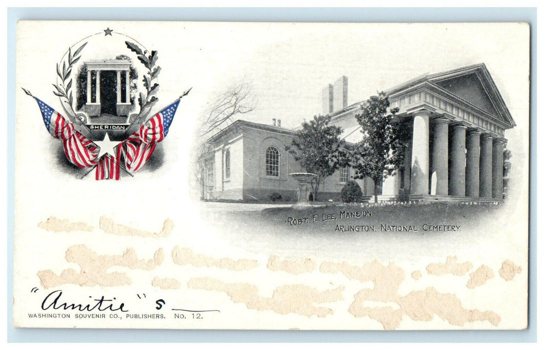 c1900s Robt E Lee Mansion, Arlington National Cemetery Virginia VA PMC Postcard