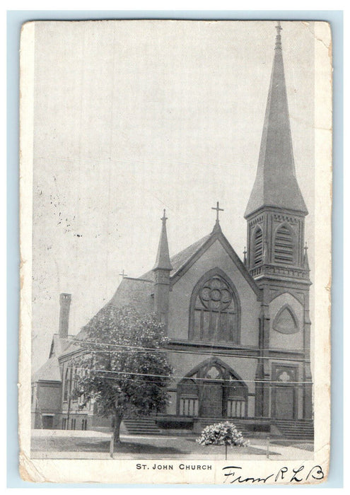 1905 View of the St John Church Hope RI Antique Posted PMC Postcard