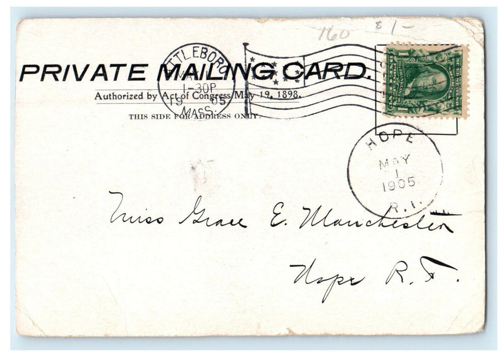 1905 View of the St John Church Hope RI Antique Posted PMC Postcard