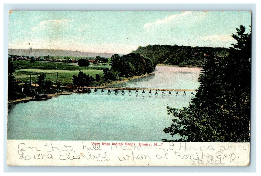 1907 View From Indian Steps Elmira New York NY Posted Antique Postcard