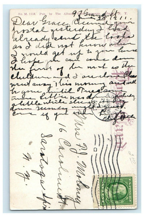 1911 Steamer Robert Fulton Steamer Ship Hudson River Albany New York NY Postcard