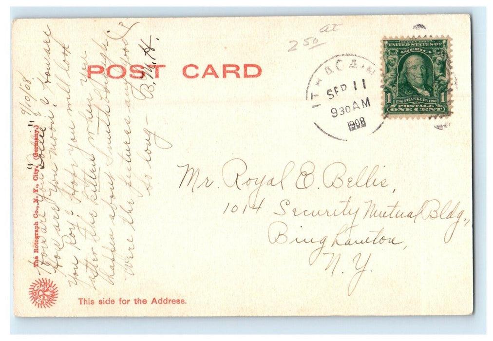 1908 Delta Upsilon Fraternity Lodge Ithaca New York NY Rotograph Postcard