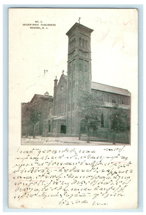 1903 St. Mary's Church Newark New Jersey NJ, Saint Francis WI, PMC Postcard