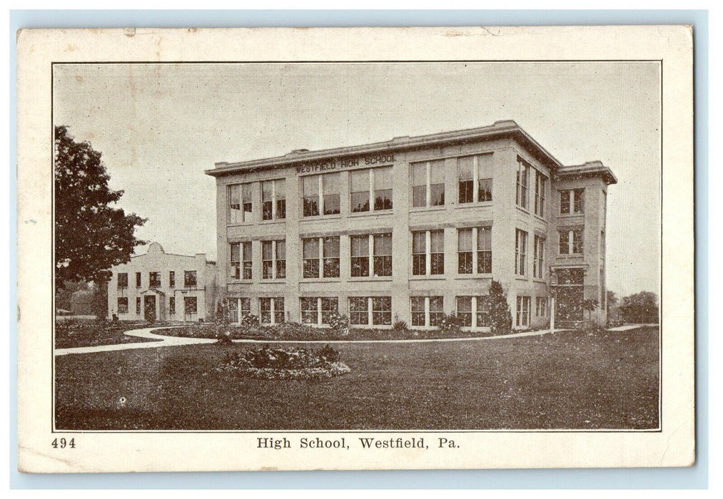 1929 High School Campus Building Westfield Pennsylvania PA Vintage Postcard