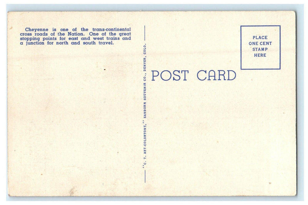c1930 Union Pacific Station, Cheyenne, Wyoming WY Unposted Postcard