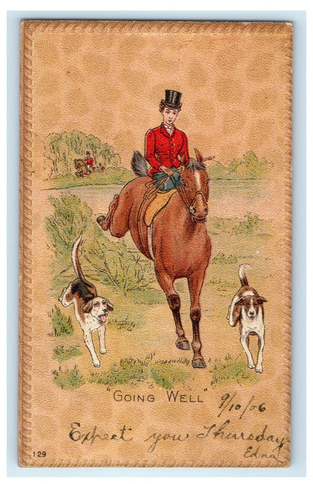 1906 "Going Well" Hunting Hounds, Lumberton Vermont VT RPO PMC Postcard