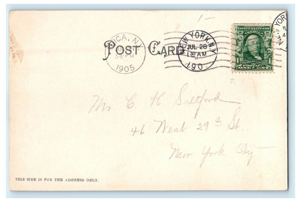 1905 Hudson River Steamers Ship At Albany New York NY Posted Antique Postcard
