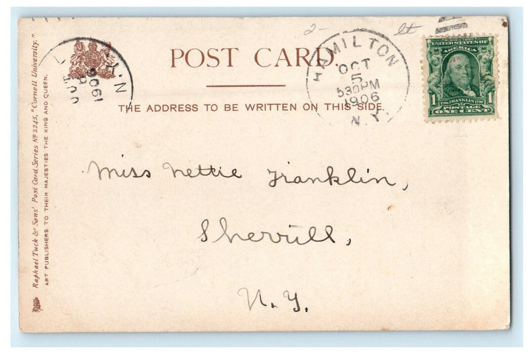 1906 Cornell University Boardman Hall Ithaca New York NY Posted Tuck's Postcard