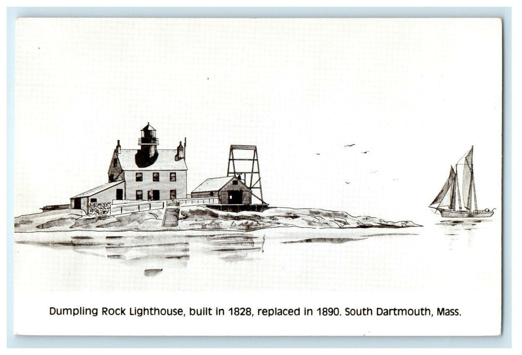 1981 Dumpling Rock Lighthouse, South Darmouth, Massachusetts MA Postcard