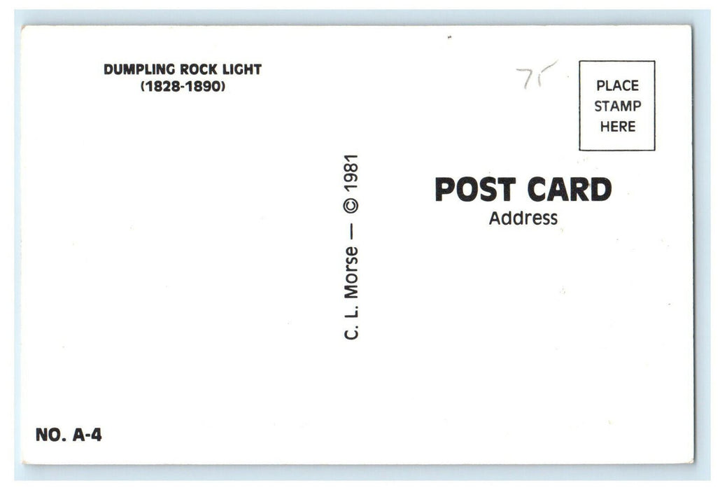 1981 Dumpling Rock Lighthouse, South Darmouth, Massachusetts MA Postcard