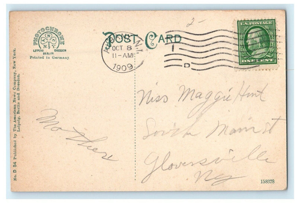 1909 Albany Day Line Boat Steamer Ship Hendrick Hudson New York NY Postcard