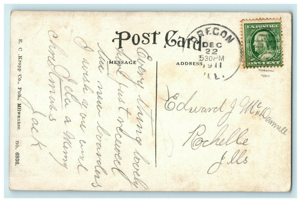1911 Residence at Sinissippi Farm Oregon Illinois IL Posted Antique Postcard