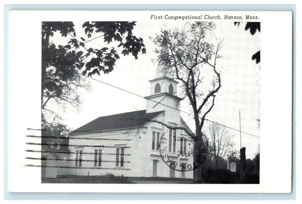 c1950s First Congregational Church, Hanson Massachusetts MA Posted Postcard