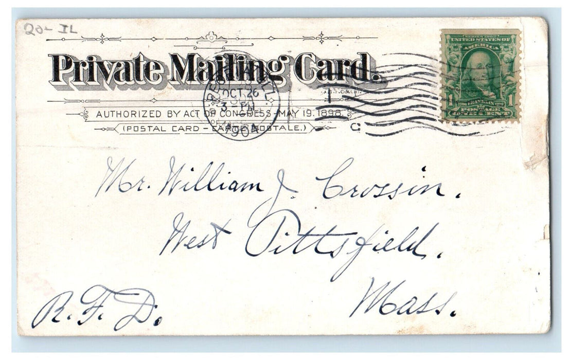 1904 The Country Club of Peoria Illinois IL Posted Antique PMC Postcard