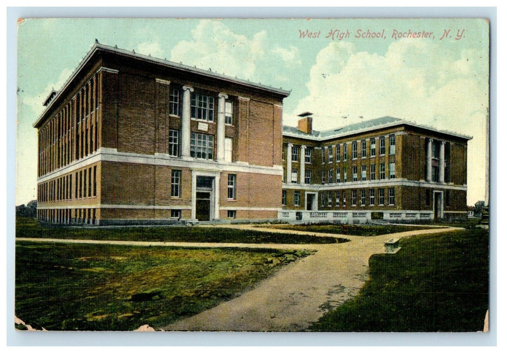 1910 West High School Building Rochester New York NY Posted Antique Postcard