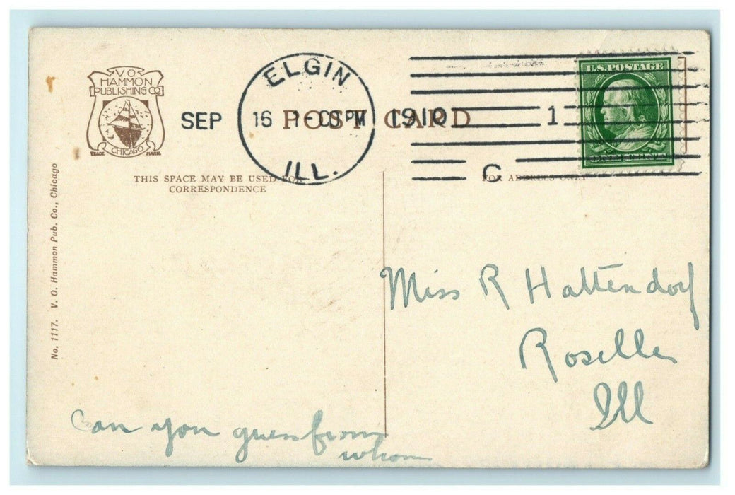 1910 Chicago St. Bridge Elgin Illinois IL Trolley Roselle Antique Postcard
