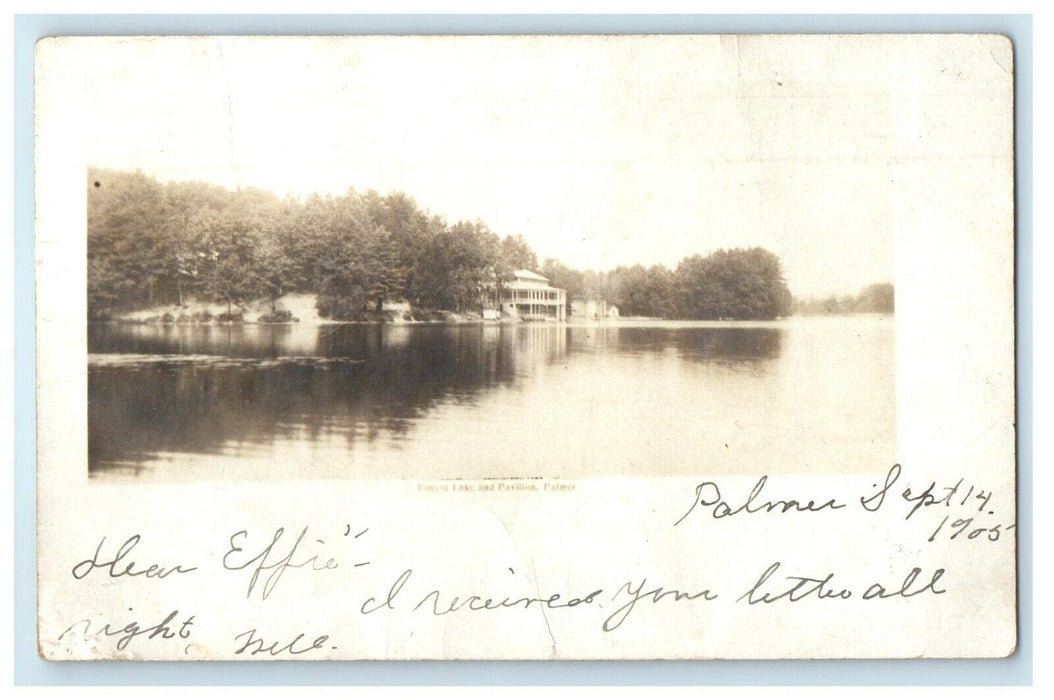 1905 Forest Lake And Pavilion Palmer Massachusetts MA Photo Antique Postcard
