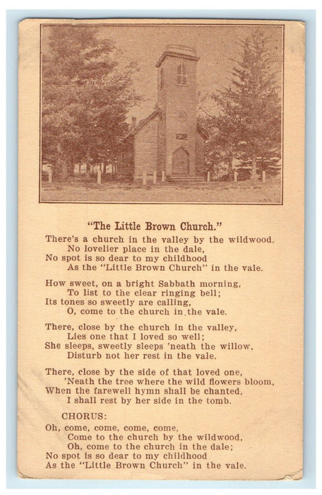 1929 The Little Brown Church Poem, The Bradford Church PMC Postcard