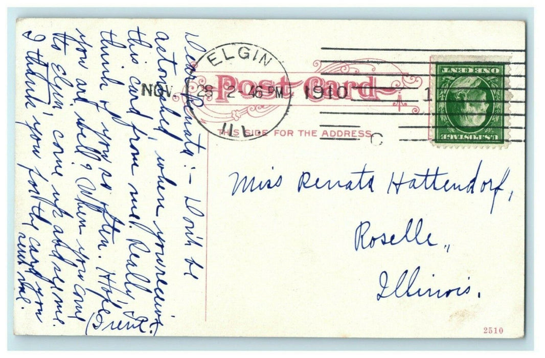 1910 Band Stand Lord's Park Elgin Illinois IL Roselle Posted Antique Postcard