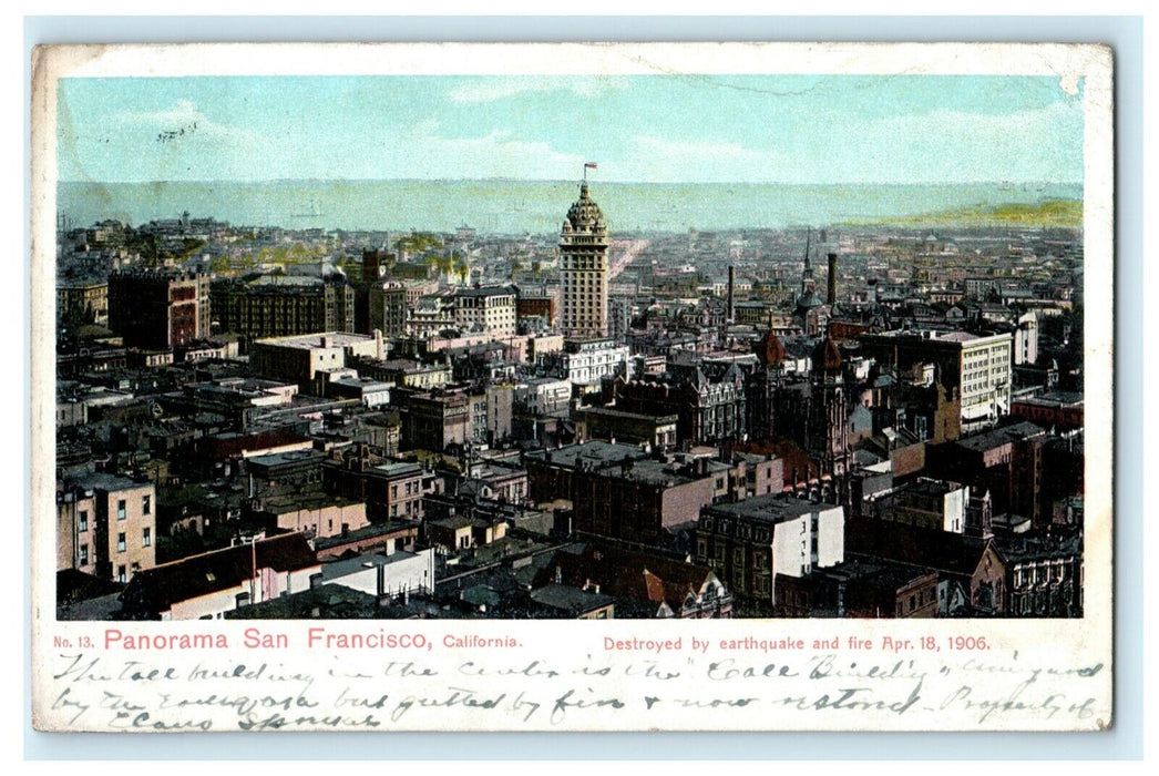 1909 Panorama San Francisco California CA Destroyed by Fire Posted Postcard