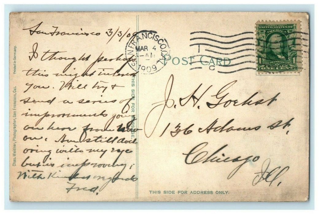 1909 Panorama San Francisco California CA Destroyed by Fire Posted Postcard