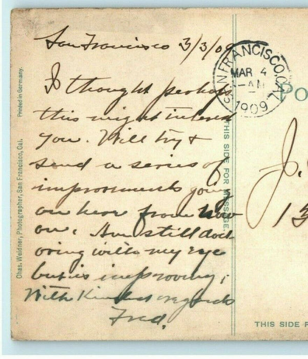 1909 Panorama San Francisco California CA Destroyed by Fire Posted Postcard
