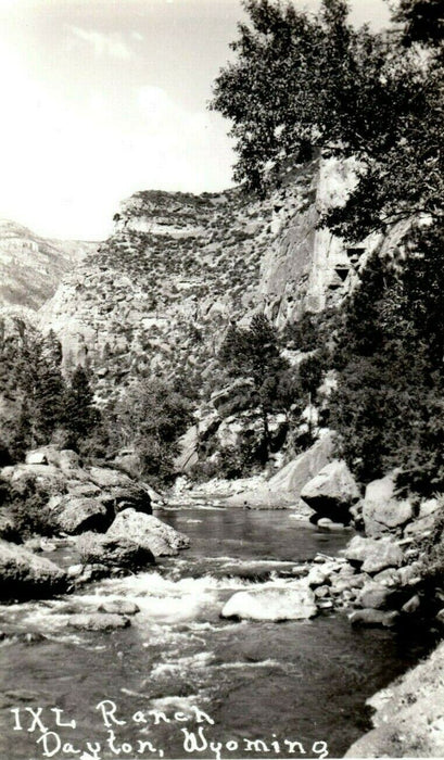 c1940's Stream River IXL Ranch Dayton Wyoming WY RPPC Photo Postcard