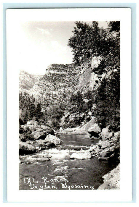 c1940's Stream River IXL Ranch Dayton Wyoming WY RPPC Photo Postcard