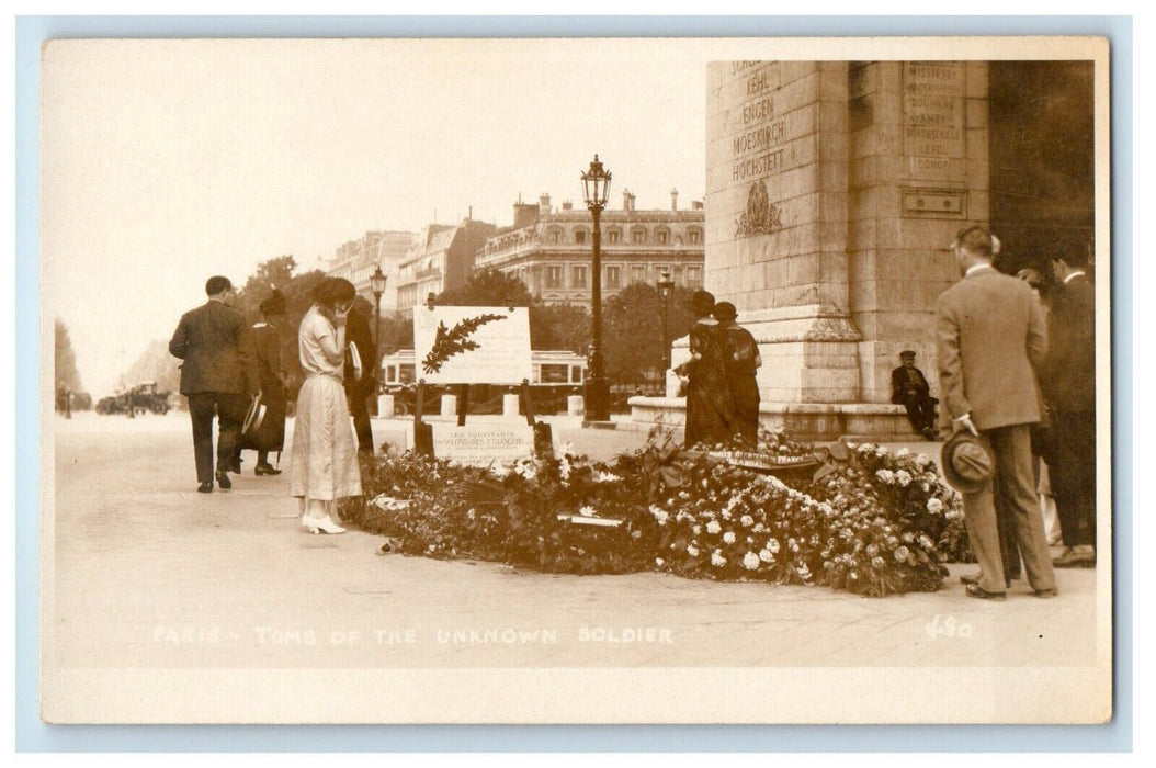 c1920's Paris Tomb Of The Unknown Soldier France RPPC Photo Vintage Postcard