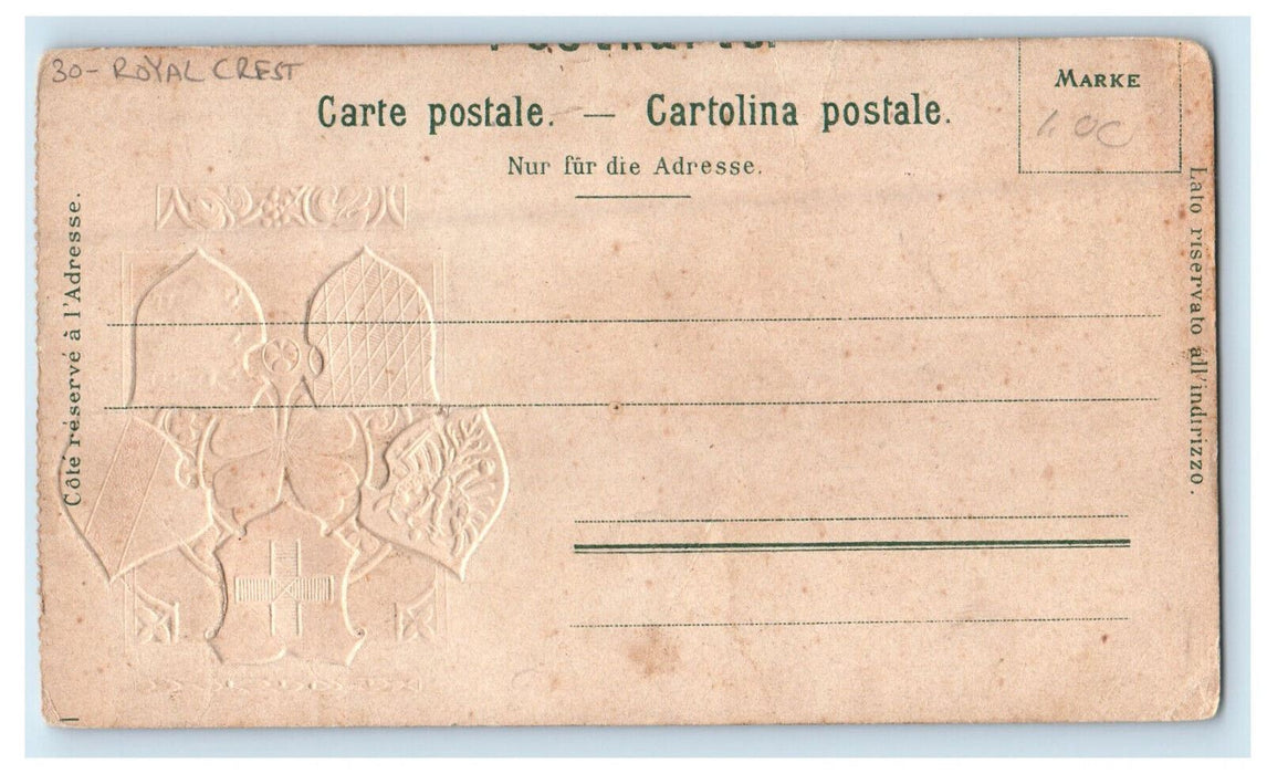 c1905 Rorschach Hafeneinfahrt (Royal Crest) Switzerland Embossed Postcard