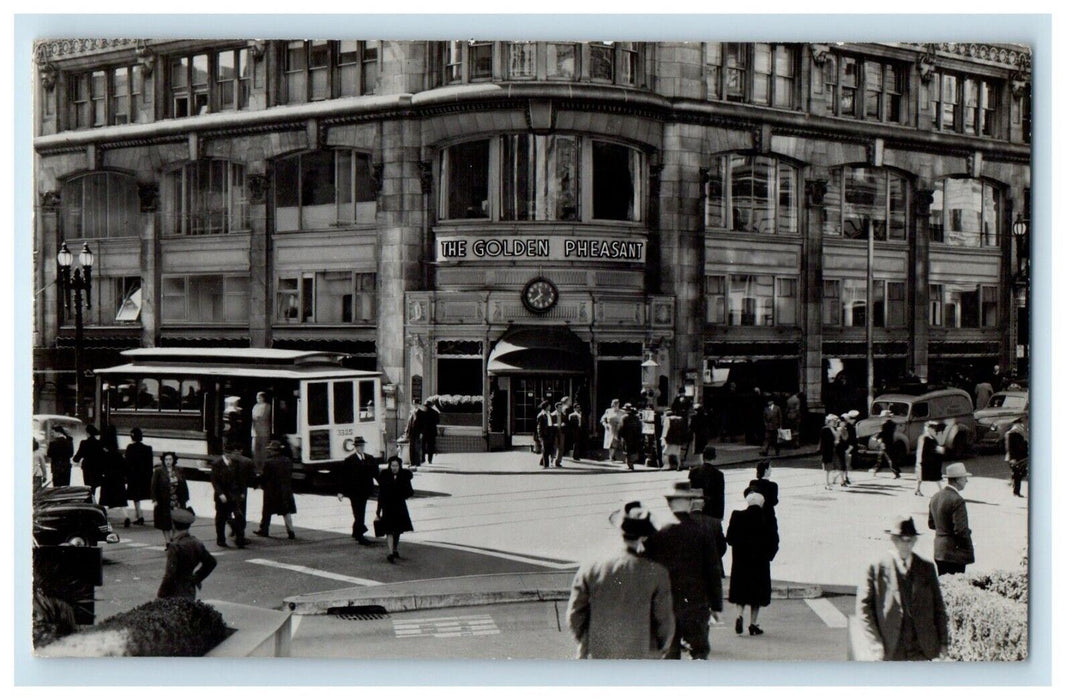 c1940' Golden Pleasant Restaurant Trolley San Francisco CA RPPC Photo Postcard