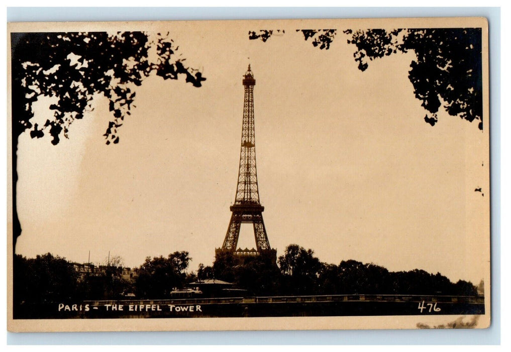 c1920's Paris The Eiffel Tower France RPPC Photo Unposted Vintage Postcard