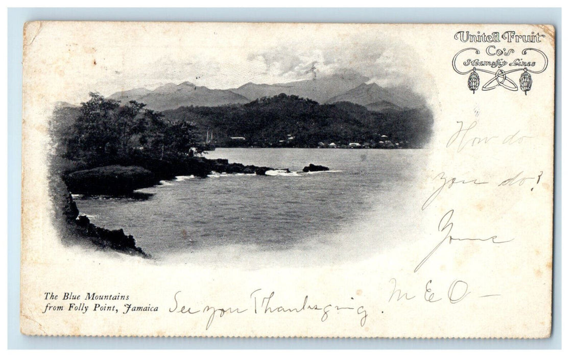 1904 The Blue Mountains from Folly Point Jamaica PMC Posted Postcard