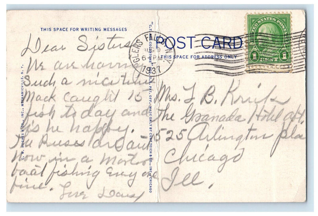 1937 Public Park and Lambs Boat Livery Bolton Landing Lake George NY Postcard