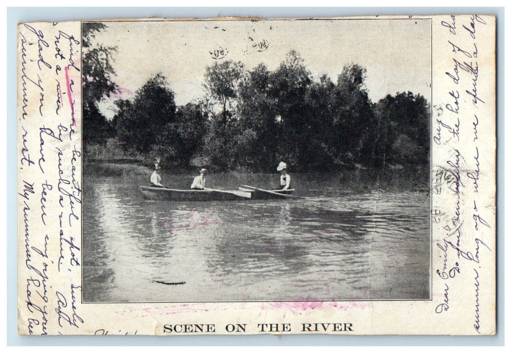 1905 Scene on the River, South Hadley, Massachusetts MA PMC Postcard