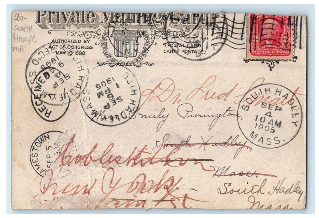 1905 Scene on the River, South Hadley, Massachusetts MA PMC Postcard