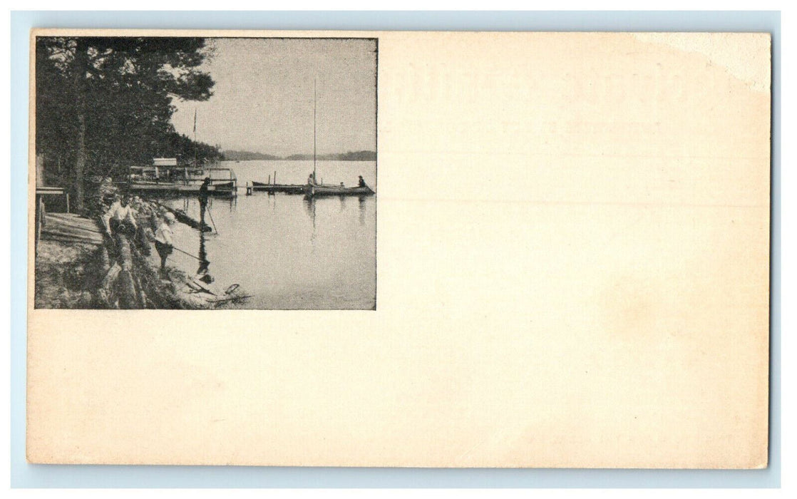 c1900s Scene of Two Men Riding Boat and Boat Landing PMC Unposted Postcard