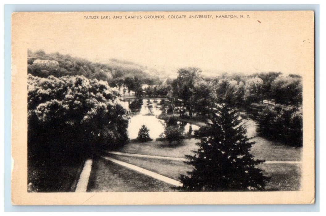 1954 Taylor Lake and Campus Grounds Colgate University Hamilton NY Postcard
