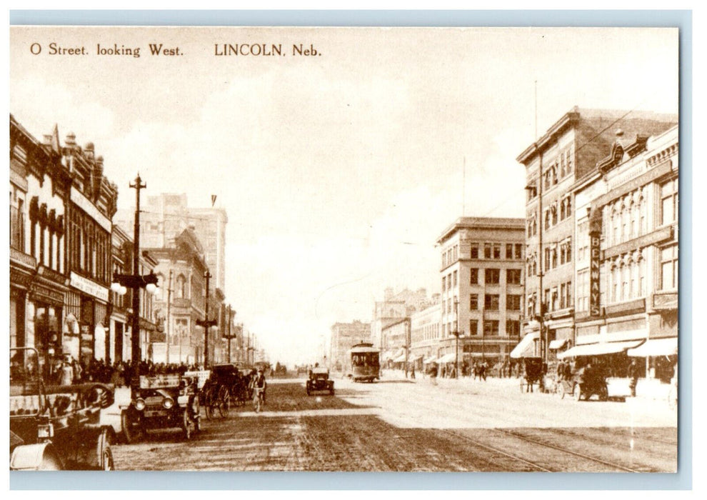 c1940s O Street Looking West Lincoln Nebraska NE Unposted Vintage Postcard