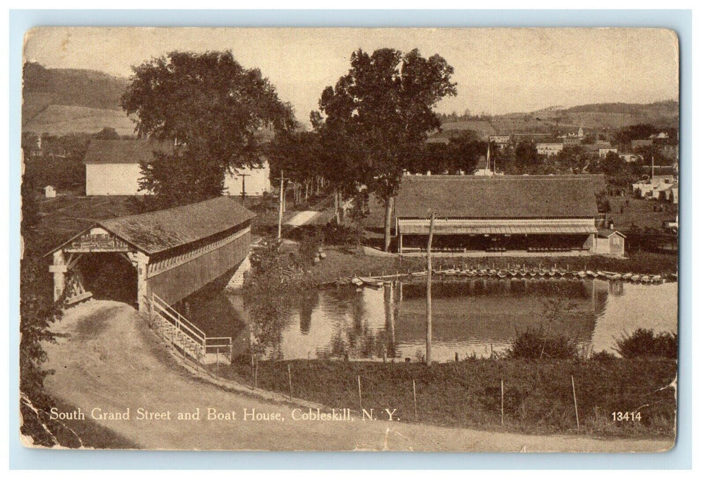 1916 South Grand Street Boat House Lawyersville Cobleskill New York NY Postcard